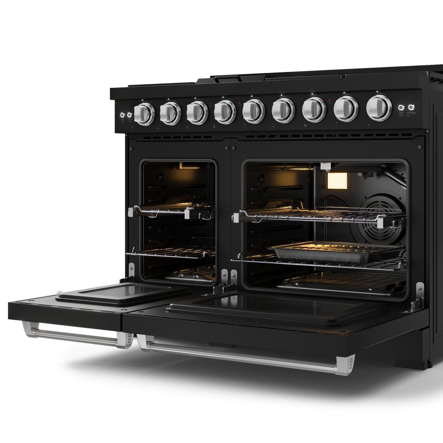 Thor Kitchen Black Stainless Steel Freestanding Professional Double Oven Liquid Propane Gas Range|Gordon Ramsay Series ( cu.ft.) - RSG48EBLP-SS