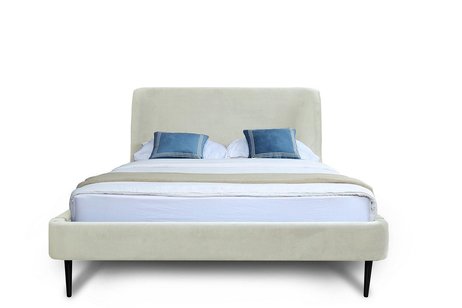 Stege Full-Size Bed - Cream/Black Legs