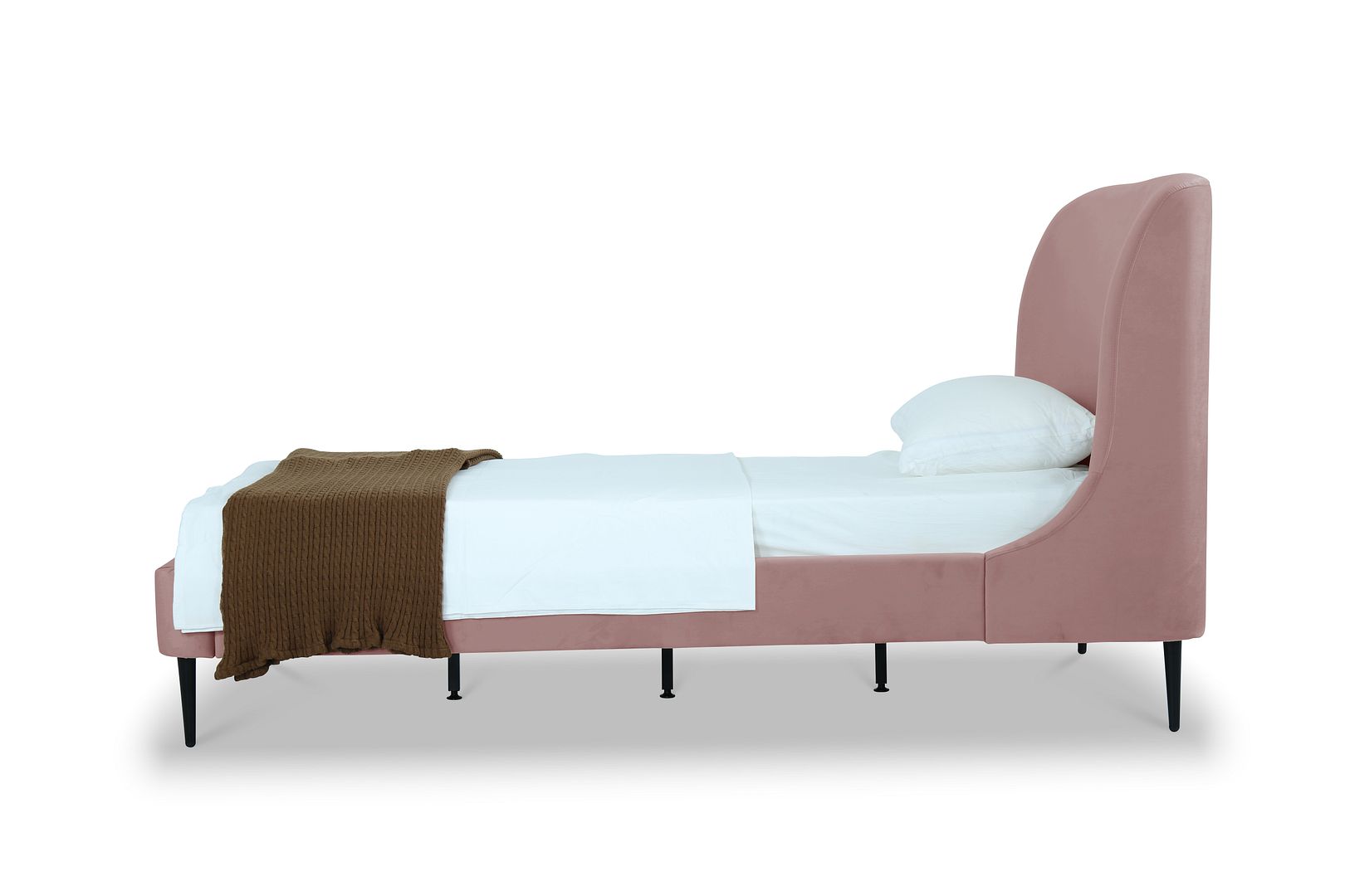 Stege Twin Bed - Blush with Black Legs