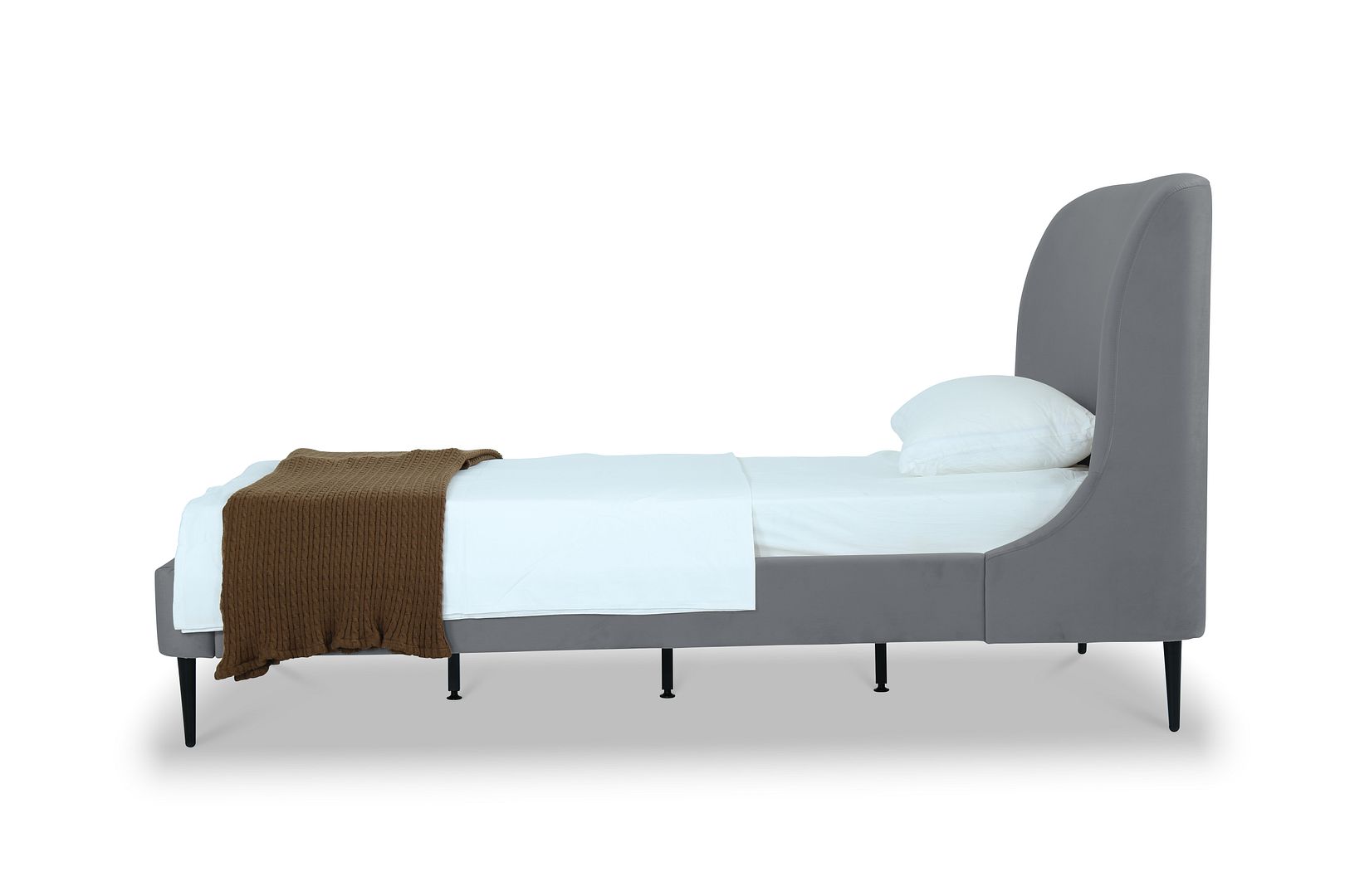 Stege Twin Bed - Grey with Black Legs