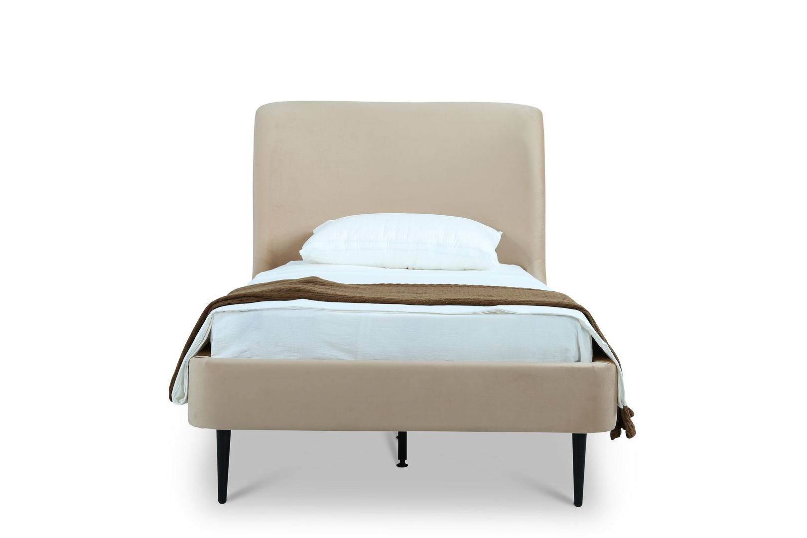 Stege Twin Bed - Taupe with Black Legs