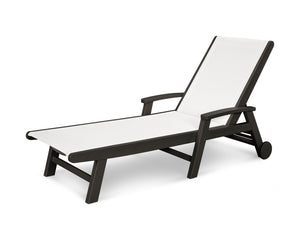POLYWOODÂ® Coastal Wheel Chaise - Black/White