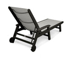 POLYWOODÂ® Coastal Wheel Chaise - Black/Metallic
