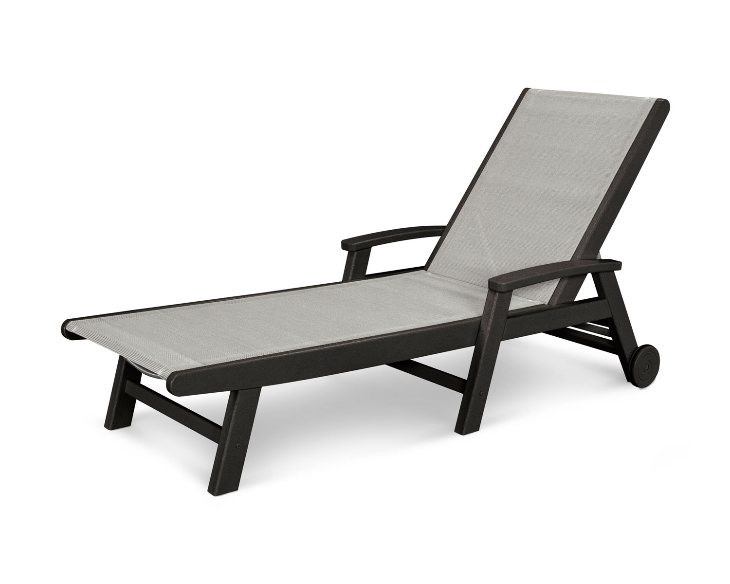 POLYWOODÂ® Coastal Wheel Chaise - Black/Metallic