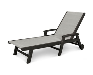 POLYWOODÂ® Coastal Wheel Chaise - Black/Metallic