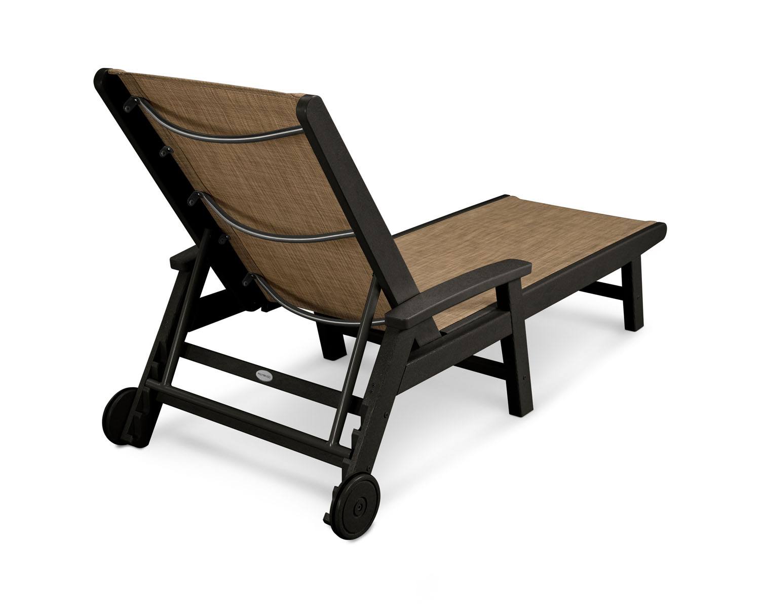 POLYWOODÂ® Coastal Wheel Chaise - Black/Burlap