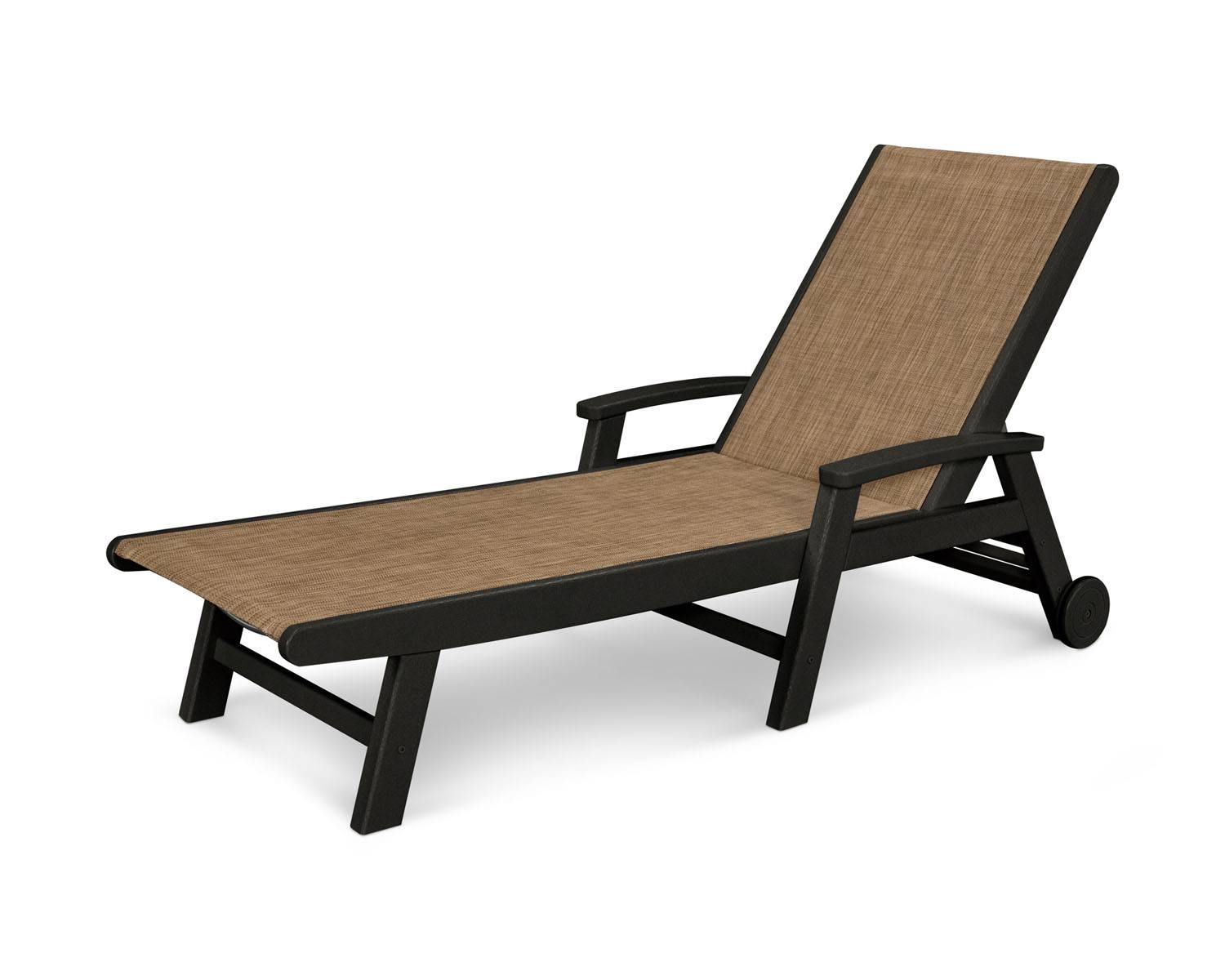 POLYWOODÂ® Coastal Wheel Chaise - Black/Burlap