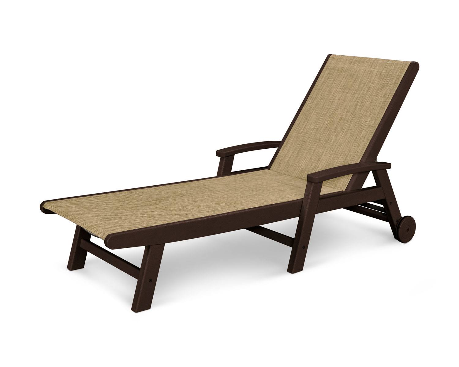 POLYWOODÂ® Coastal Wheel Chaise - Mahogany/Burlap