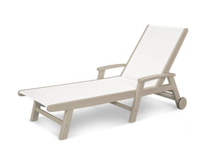 POLYWOODÂ® Coastal Wheel Chaise - Sand/White