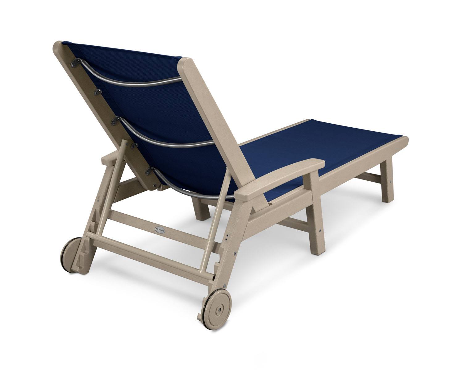 POLYWOODÂ® Coastal Wheel Chaise - Sand/Navy Blue