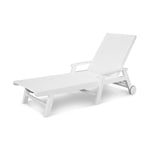 POLYWOODÂ® Coastal Wheel Chaise - White/White