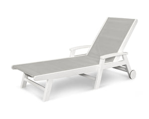 POLYWOODÂ® Coastal Wheel Chaise - Grey/White