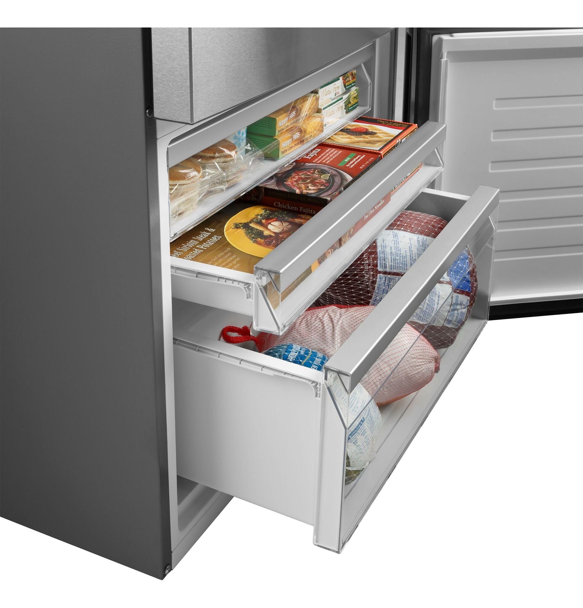 GE Fingerprint Resistant Stainless Steel Bottom Mount Refrigerator (17.7 Cu. Ft.)- GBE17HYRFS