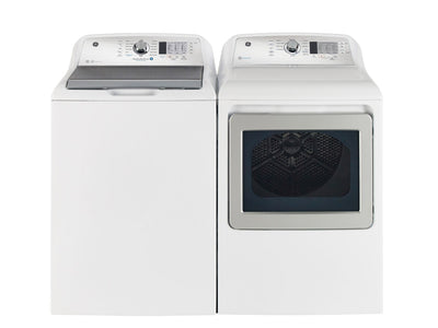 GE White Top-Load Washer with SaniFresh (5.2 Cu. Ft.) & GE White Gas Dryer (7.4 Cu. Ft.) - GTW685BMRWS/GTD65GBMRWS