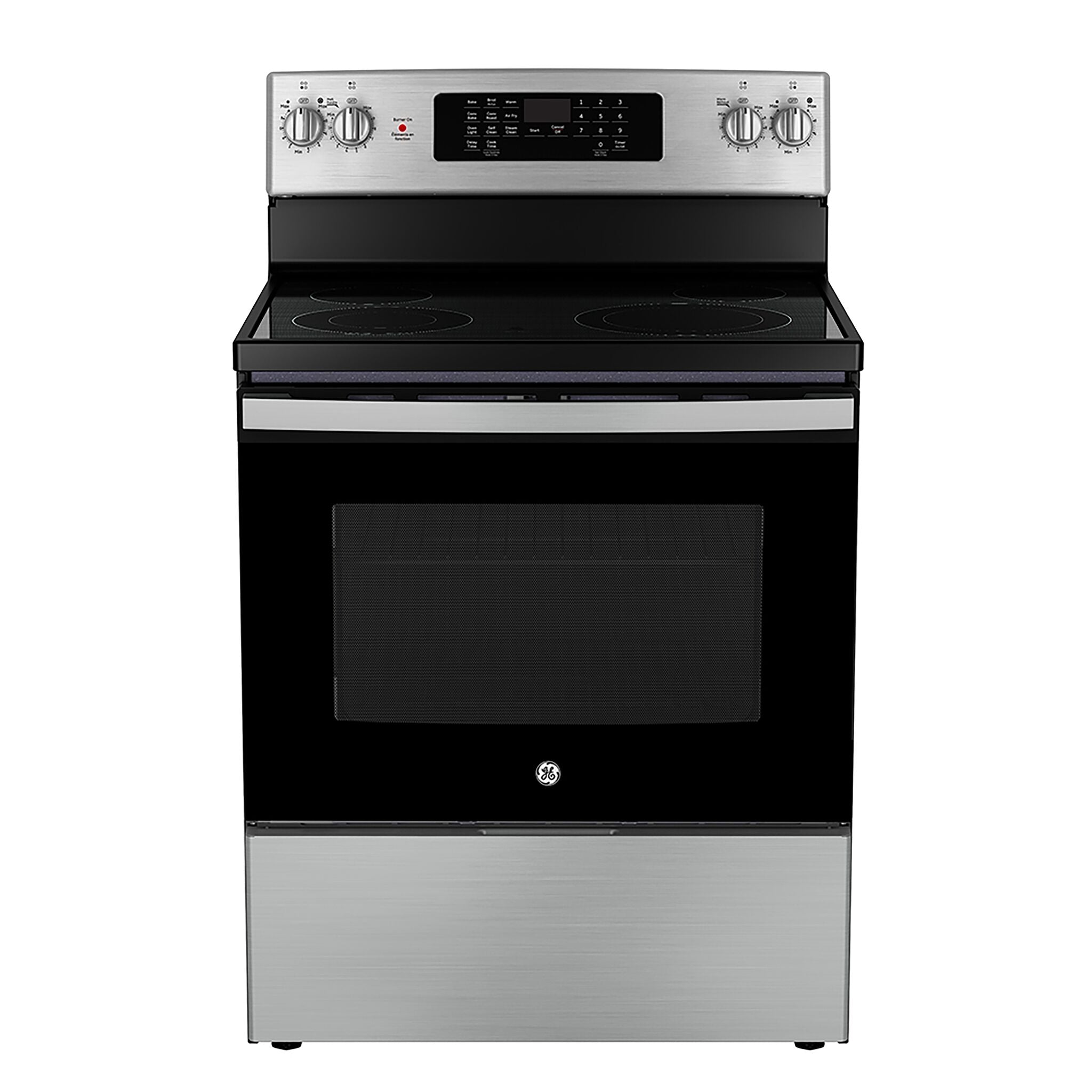 GE Stainless Steel Freestanding Electric Convection Range with No-Preheat Air Fry (5.0 Cu. Ft.) - JCB830STSS