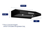 Hauslane Matte Black 30" 860 CFM Under Cabinet Range Hood - UC-PS18BLK-30
