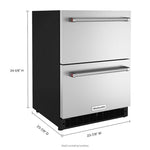 KitchenAid Stainless Steel 24" Undercounter Double-Drawer Refrigerator (4.44 Cu.Ft) - KUDR204KSB