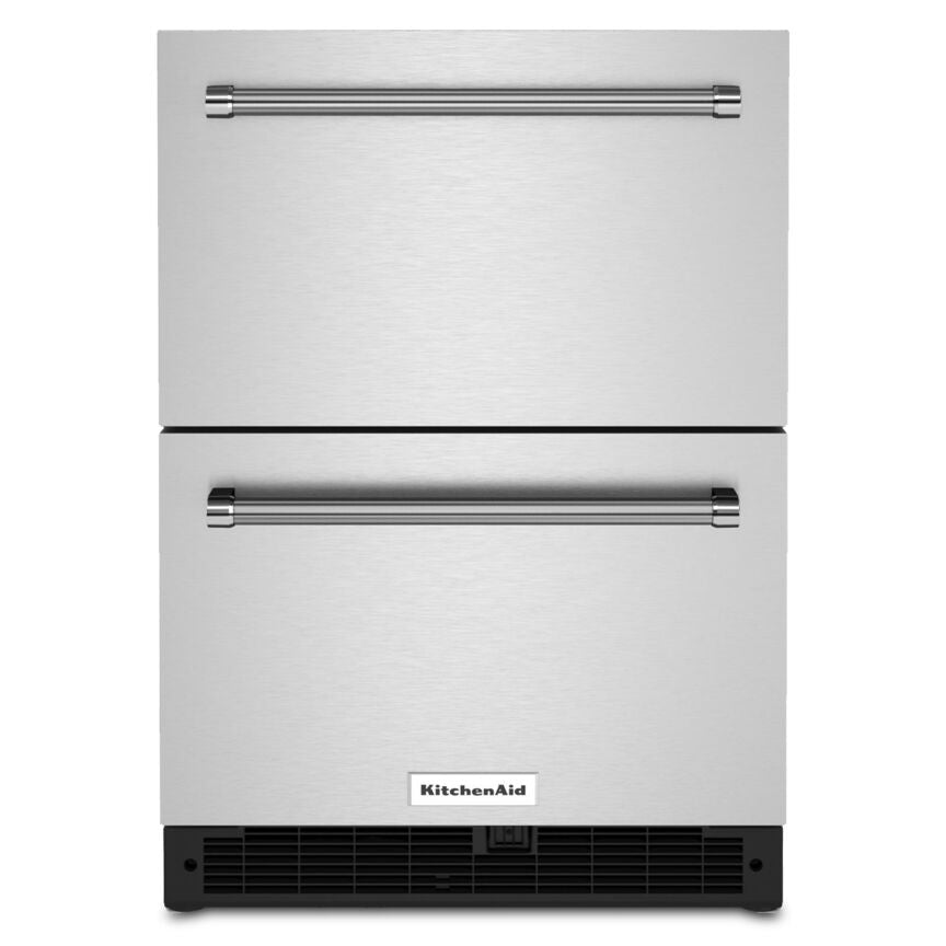 KitchenAid Stainless Steel 24" Undercounter Double-Drawer Refrigerator (4.44 Cu.Ft) - KUDR204KSB