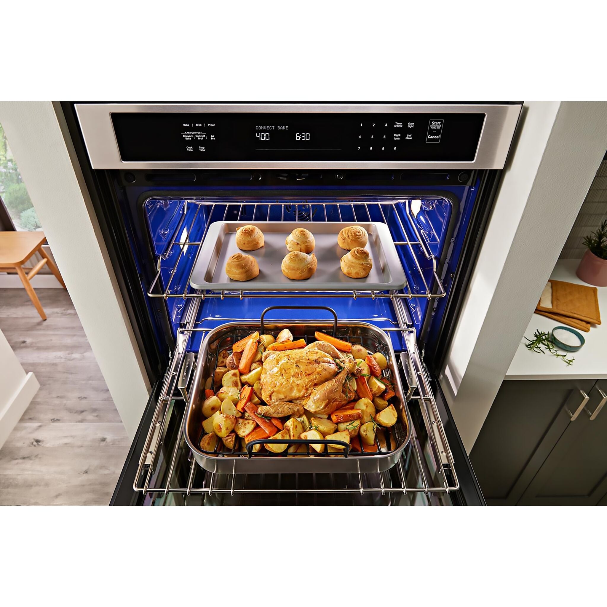 KitchenAid PrintShield Stainless 30" Wall Oven and Microwave Combination (5.0 Cu. Ft. / 1.4 Cu. Ft.) - KOEC530PPS