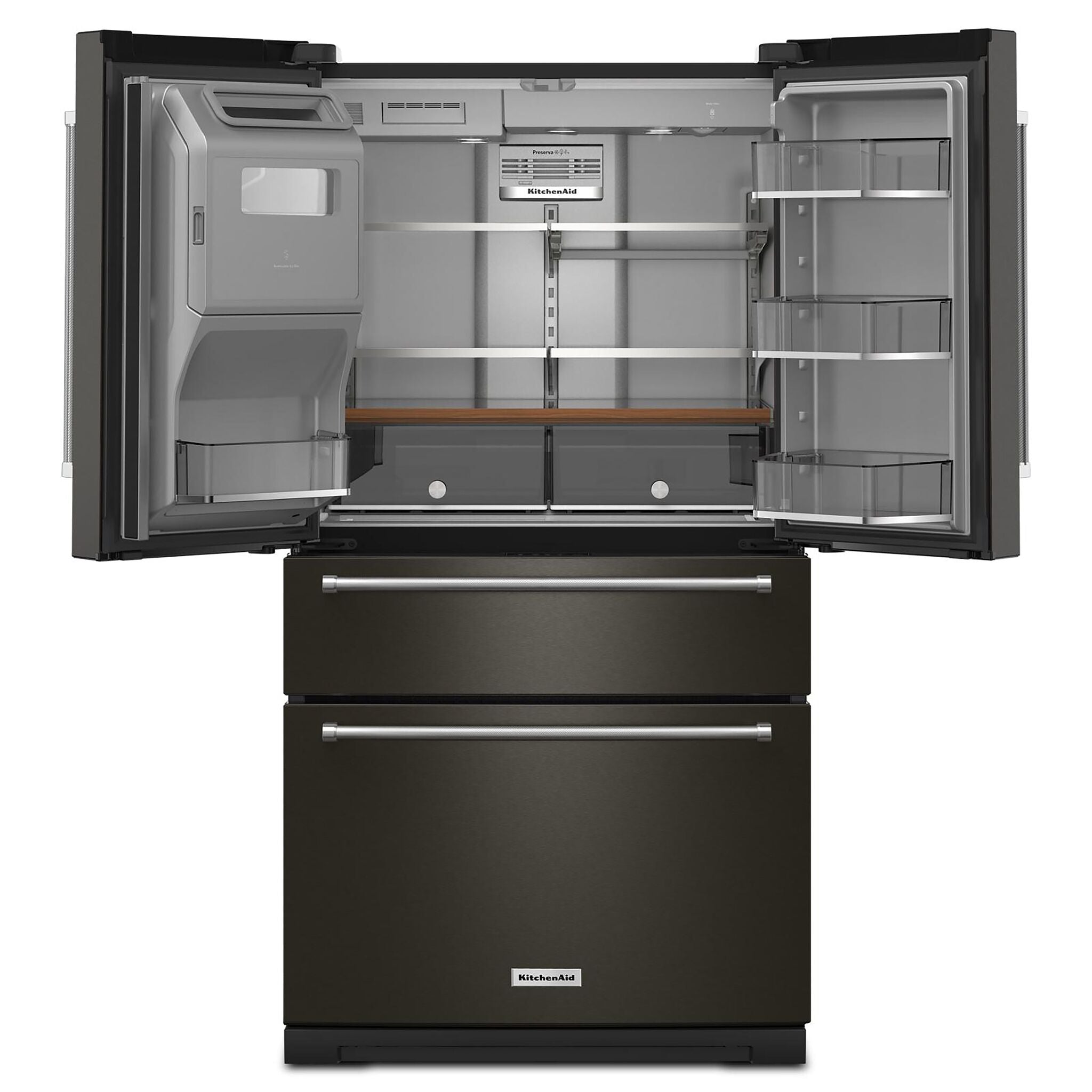 KitchenAid Black Stainless French Door Refrigerator (26.2 Cu.Ft.) - KRMF536RBS