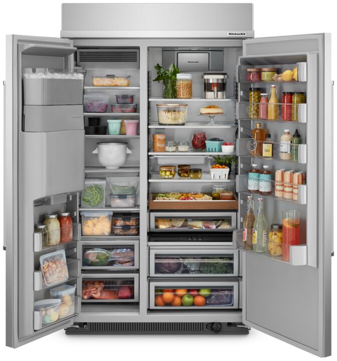 KitchenAid Fingerprint Resistant Stainless Steel 48" Built-In Side-by-Side Refrigerator (25.1 cu. ft.) - KBSD702MPS
