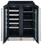 Marathon 24" Black Steel French Door Dual Zone Beverage Cooler (5.0 cu. ft.) - MBWC56-FDBLS
