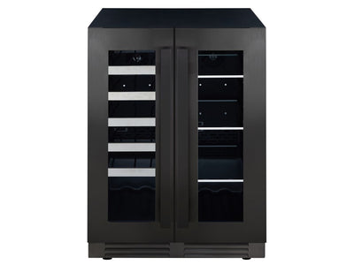 Marathon 24" Black Steel French Door Dual Zone Beverage Cooler (5.0 cu. ft.) - MBWC56-FDBLS