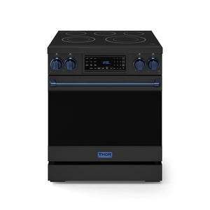 Thor Kitchen Black Stainless Steel Freestanding Professional Electric Range|Gordon Ramsay Series (4.55 cu.ft.) - RSE30B-BLU