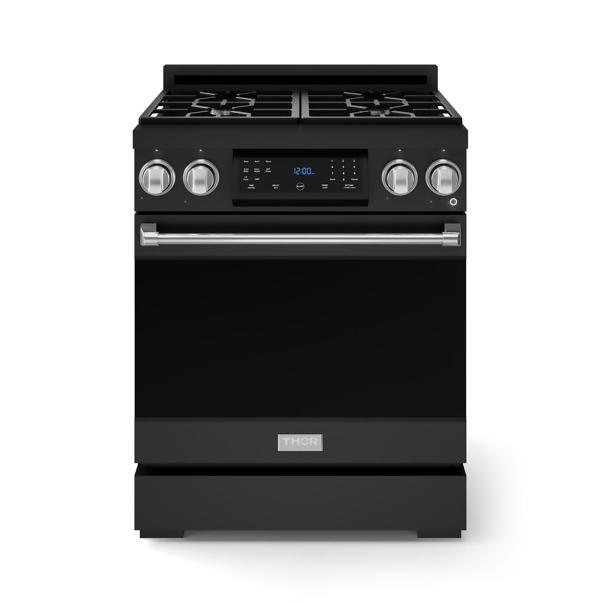 Thor Kitchen Black Stainless Steel Freestanding Professional Liquid Propane Gas Range|Gordon Ramsay Series (4.55 cu.ft.) - RSG30BLP-SS