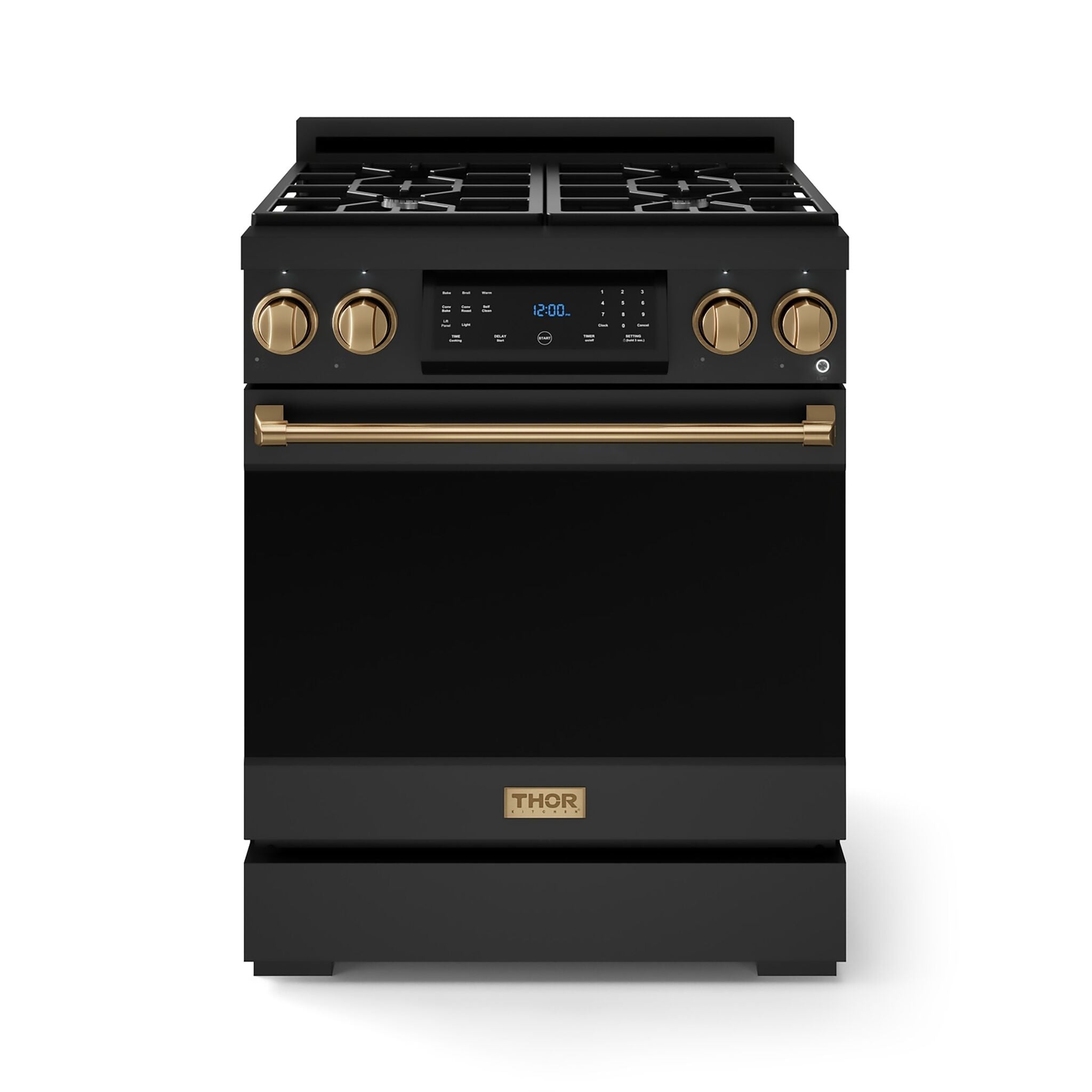 Thor Kitchen Black Stainless Steel Freestanding Professional Liquid Propane Gas Range|Gordon Ramsay Series (4.55 cu.ft.) - RSG30BLP-BRZ