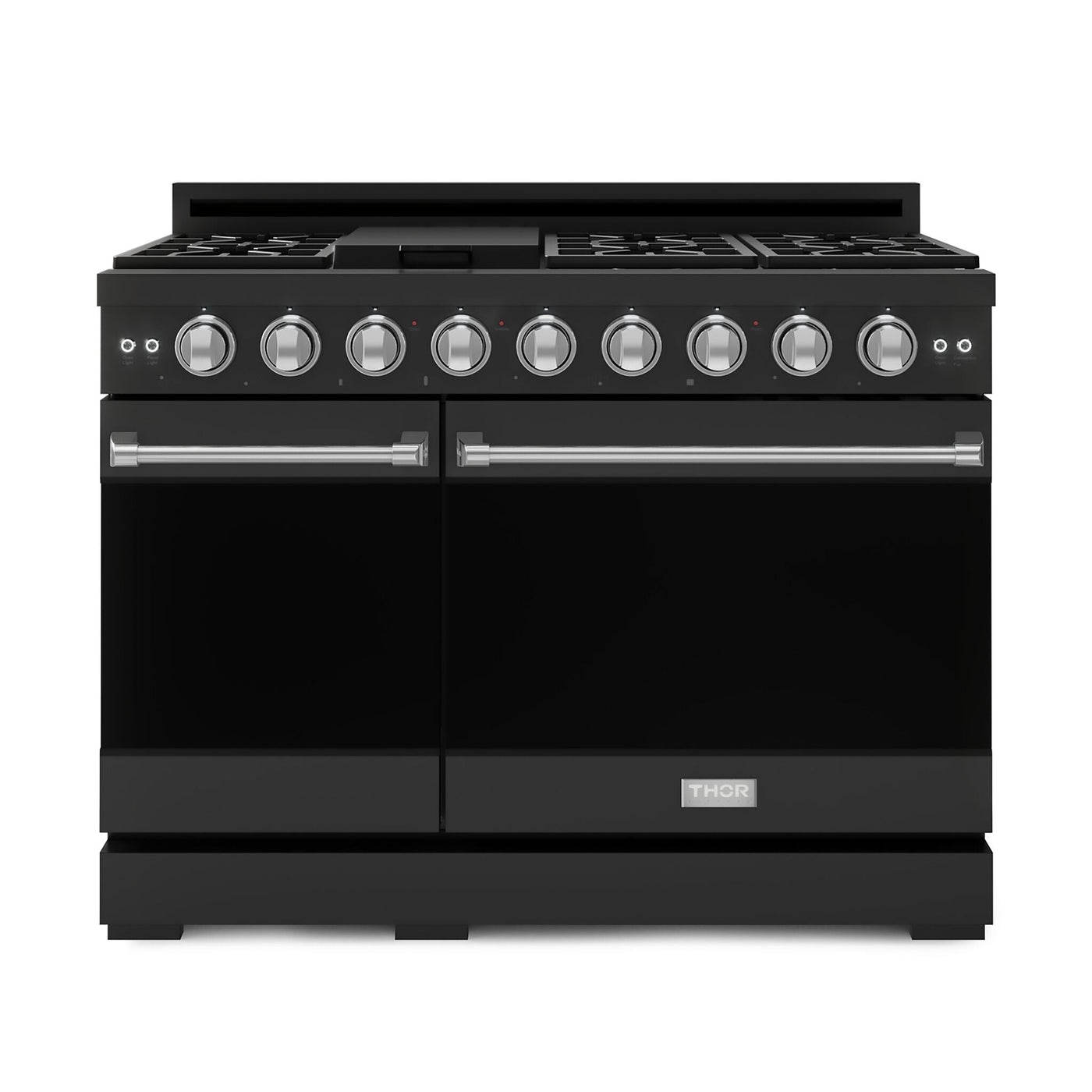Thor Kitchen Black Stainless Steel Freestanding Professional Double Oven Liquid Propane Gas Range|Gordon Ramsay Series ( cu.ft.) - RSG48EBLP-SS