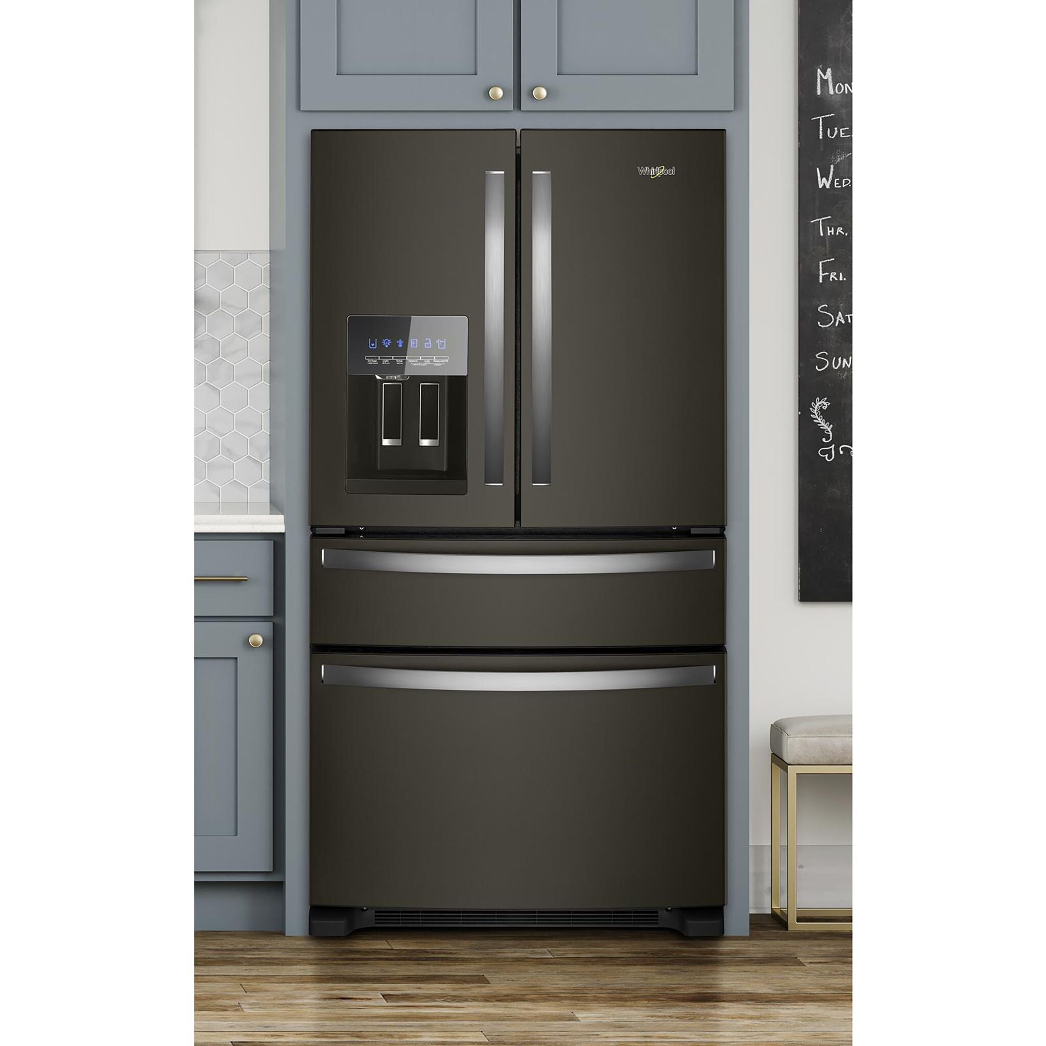 Whirlpool Fingerprint Resistant Black Stainless French Door Refrigerator (24.5 Cu.Ft.) - WRMF3636RV
