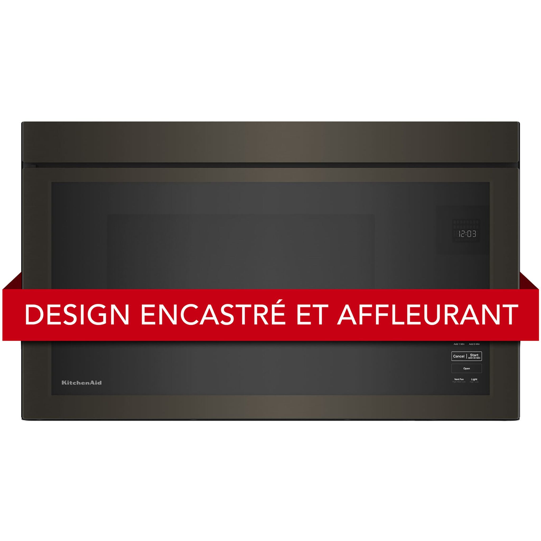 KitchenAid Four micro-ondes 1,1 pi cu avec hotte intégrée acier inoxydable noir YKMMF330PBS--