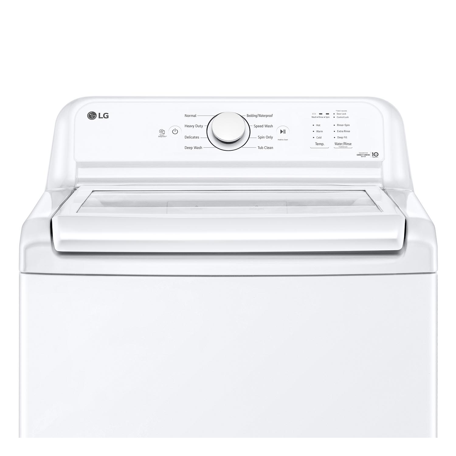 LG White Top Load Washer with Agitator and SlamProof® Glass Lid (4.8 Cu. Ft) & Dryer with Sensor Dry (7.3 Cu. Ft) - WT6105CW/DLE6100W