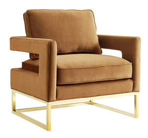 Ameshoff Velvet Accent Chair - Cognac