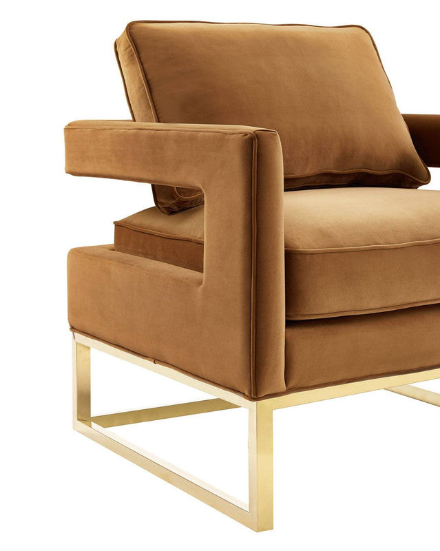 Ameshoff Velvet Accent Chair - Cognac