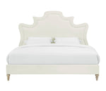 Sterre Platform Velvet Queen Bed - Cream