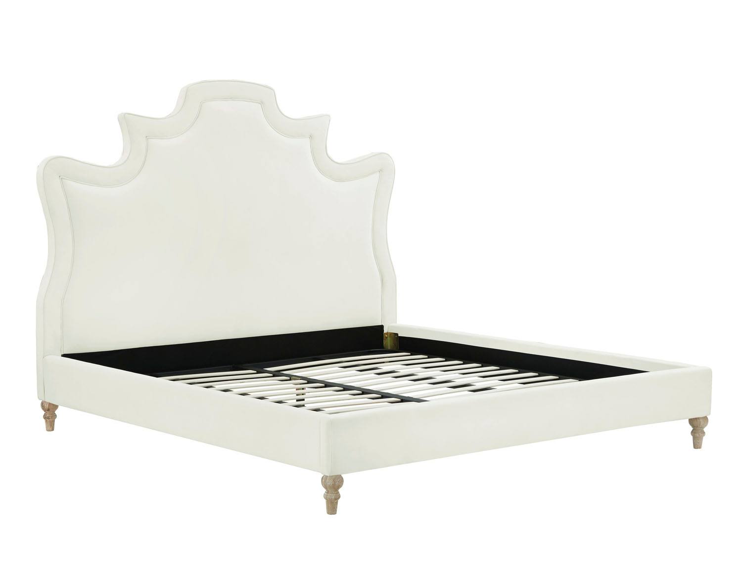 Sterre Platform Velvet Queen Bed - Cream
