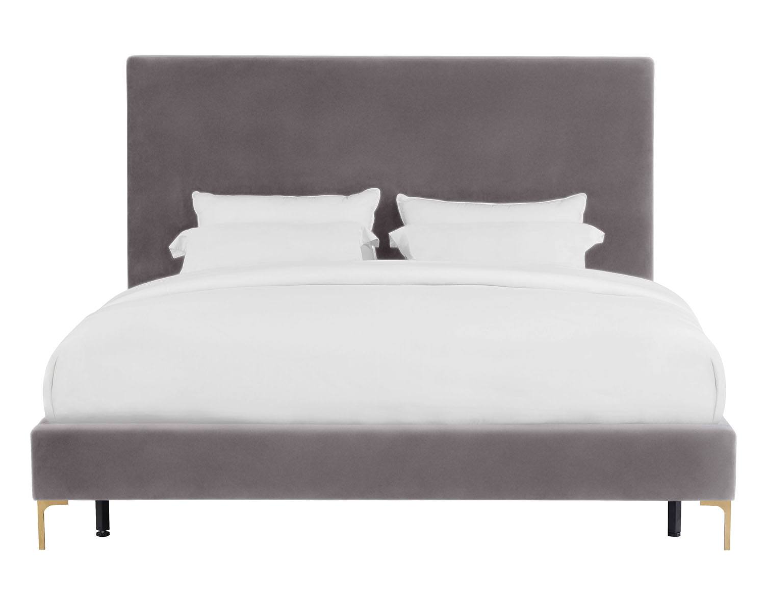 Calix Platform Textured Velvet Queen Bed  - Grey