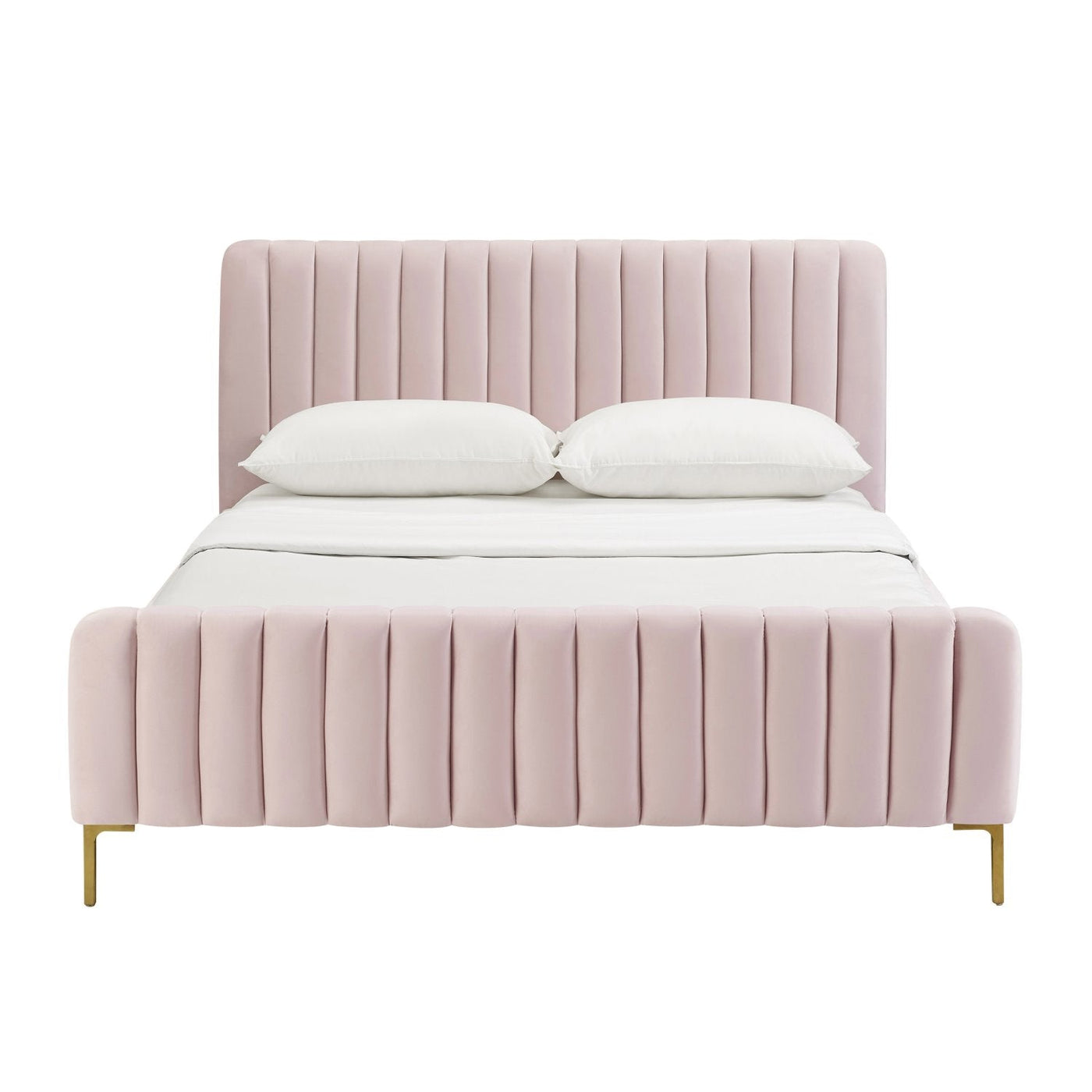 Smithdown Platform Velvet Queen Bed - Blush