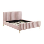 Smithdown Platform Velvet Queen Bed - Blush