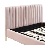 Smithdown Platform Velvet Queen Bed - Blush