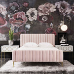 Smithdown Platform Velvet Queen Bed - Blush