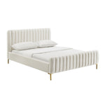 Smithdown Platform Velvet King Bed - Cream
