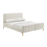 Smithdown Platform Velvet Queen Bed - Cream