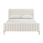 Smithdown Platform Velvet King Bed - Cream