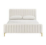 Smithdown Platform Velvet King Bed - Cream