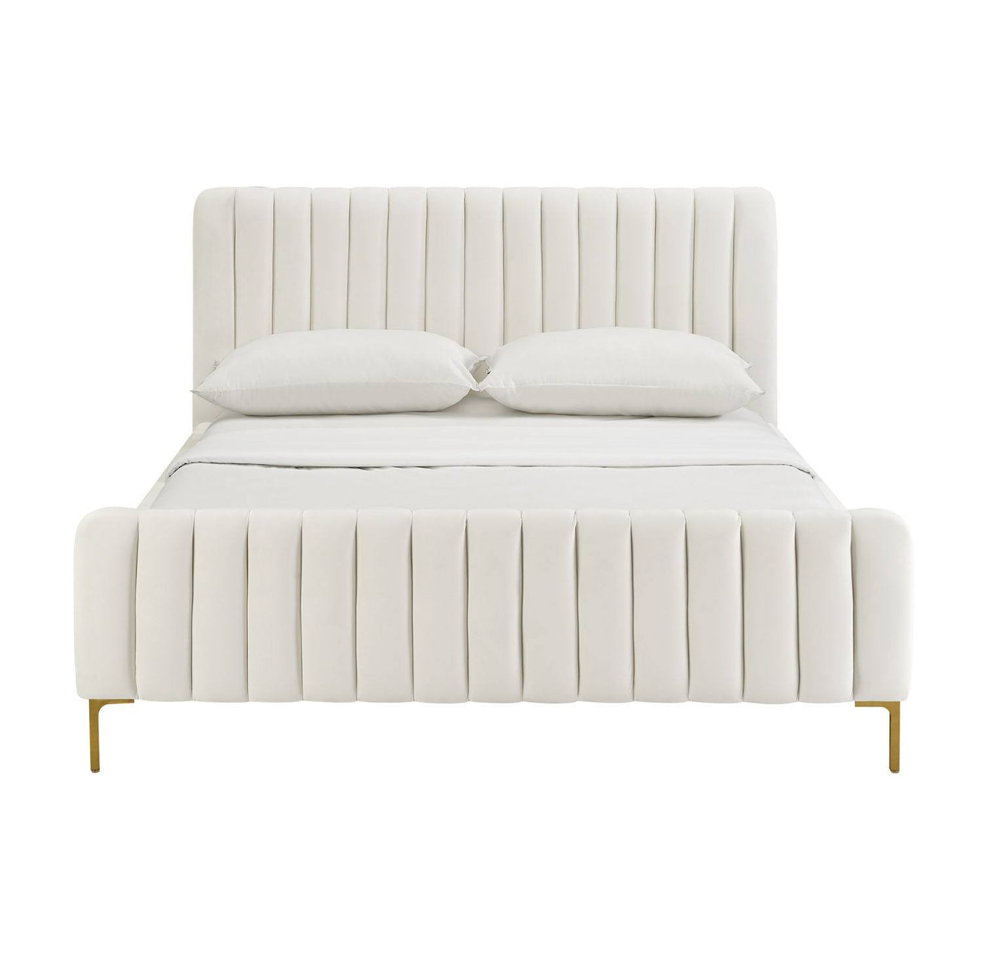 Smithdown Platform Velvet Queen Bed - Cream