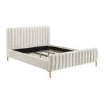 Smithdown Platform Velvet King Bed - Cream