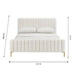 Smithdown Platform Velvet King Bed - Cream